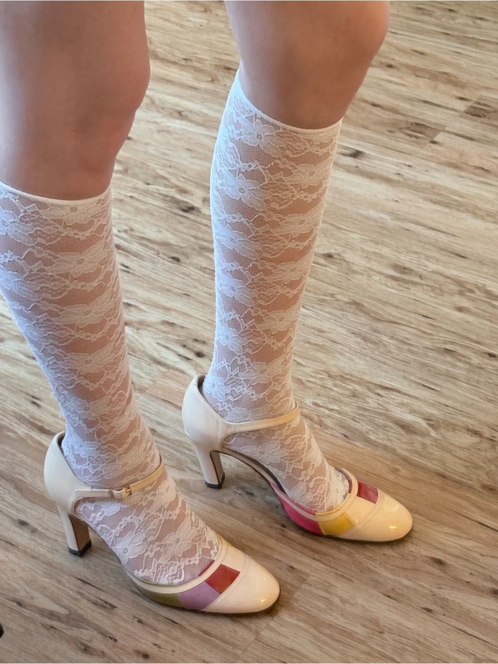 Vintage CHANEL Y2K Leather Mary Jane Heels